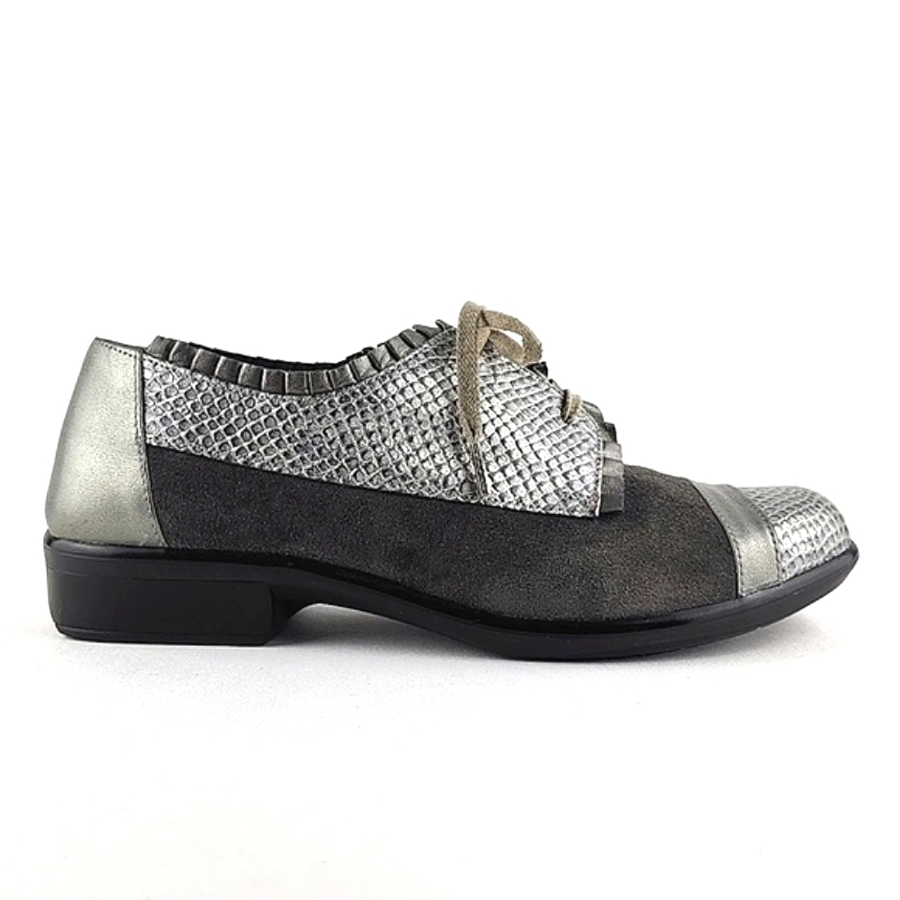 NAOT Yama Silver  Cap Toe Leather Suede Oxford Lace Up Shoes Size 37